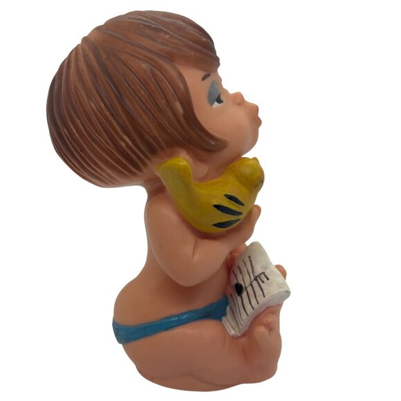 Vintage Rubber Squeaker Toy Ideal Baby Girl Singing with Bird & Music - Picture 4 of 11